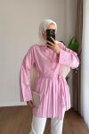 Pile Detaylı Gömlek Pembe