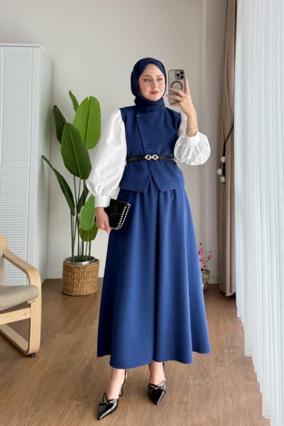 Yelekli Etekli Takım  Lacivert