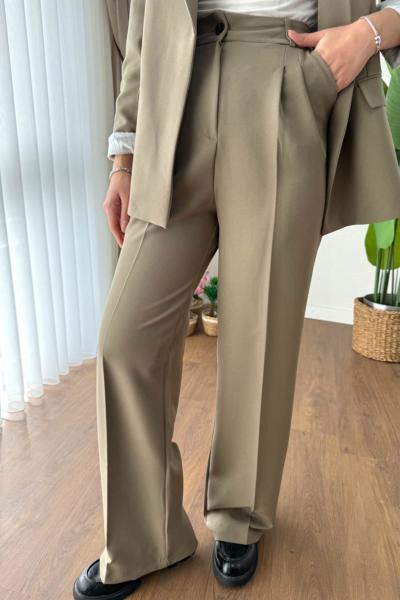 Palazzo Double Pantolon Küf Yeşili