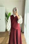 Vest Etekli Takım  Bordo