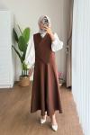 Vest Etekli Takım  Kahverengi