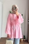 Balon Kol Modal Tunik Pembe