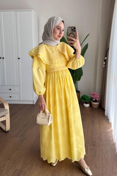 Mila Brode Elbise Sarı