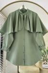 Pelerin Detaylı Gömlek  Çağla Yeşili