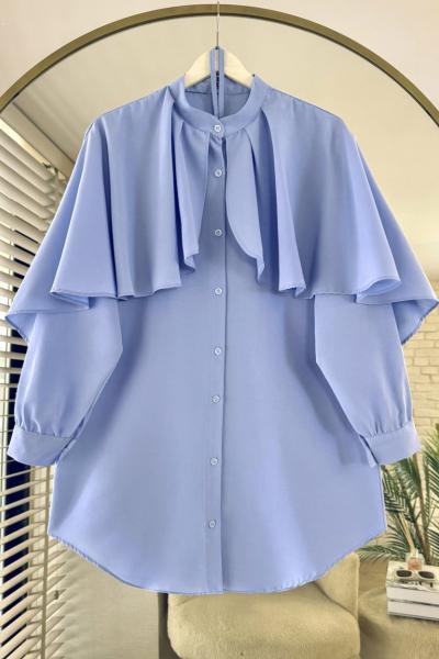 Pelerin Detaylı Gömlek  Bebe Mavisi