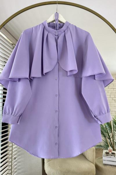 Pelerin Detaylı Gömlek  Lila