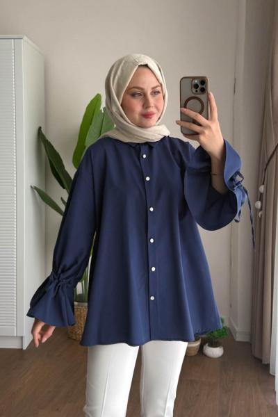 Elisa Gömlek (Arkası Piliseli) Lacivert