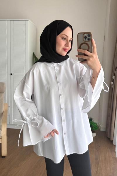 Elisa Gömlek (Arkası Piliseli) Beyaz