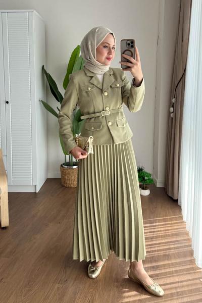 Elegant Etekli Takım Çağla Yeşili