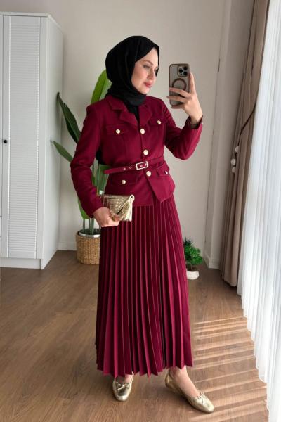 Elegant Etekli Takım Bordo