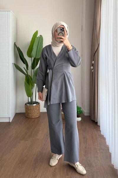 Pensli Keten Takım Füme