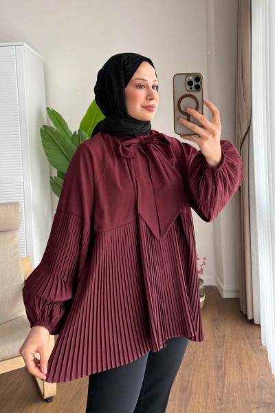 Piliseli Salaş Tunik Bordo