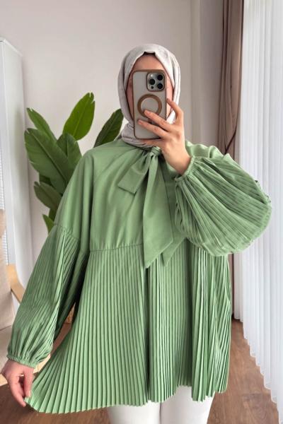 Piliseli Salaş Tunik Yeşil