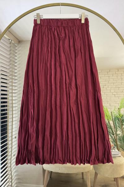 Kırışık Etek Bordo