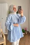 Balon Etekli Beli Lastikli Tunik Bebe Mavisi