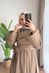 Lara Bağlamalı Elbise Kahverengi