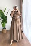 Lara Bağlamalı Elbise Kahverengi