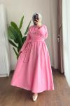 Lara Bağlamalı Elbise Pembe