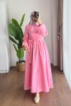 Lara Bağlamalı Elbise Pembe