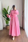 Lara Bağlamalı Elbise Pembe