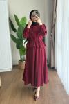 Melinda Etekli Takım Bordo
