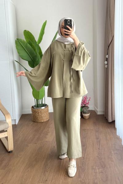 Nice Keten Takım  Yeşil