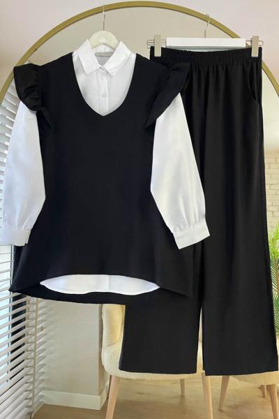 Erva Üçlü Takım  Siyah