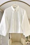 Ribbon Kısa Gömlek Beyaz