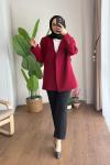 Bağlamalı Double Ceket Bordo