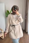 Bağlamalı Double Ceket Bej