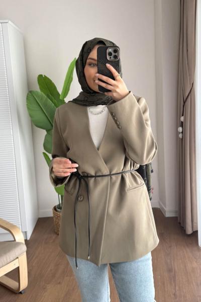 Bağlamalı Double Ceket Çağla Yeşili