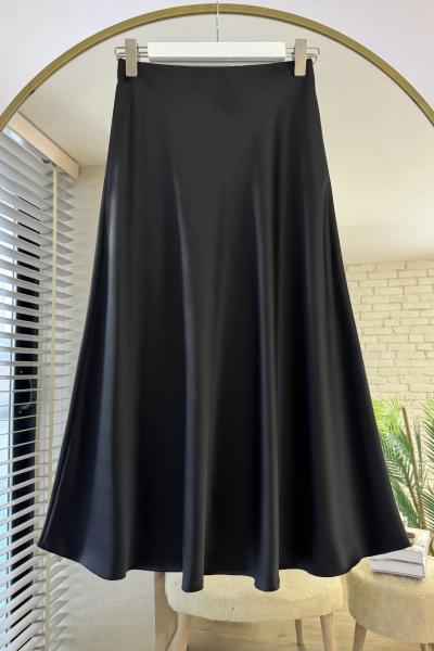Saten Kiloş Etek  Siyah