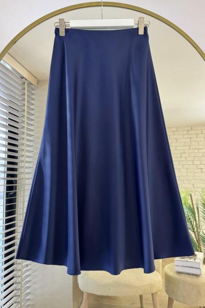 Saten Kiloş Etek  Lacivert