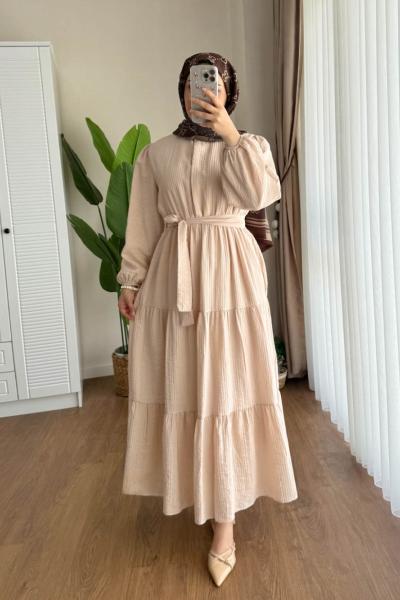 Belinda Begonya Elbise Bej