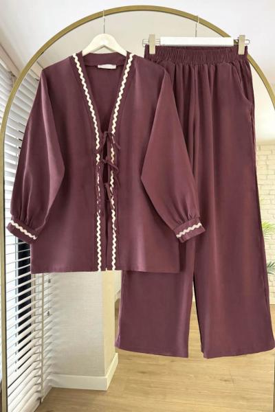 Roza İkili Takım Mürdüm