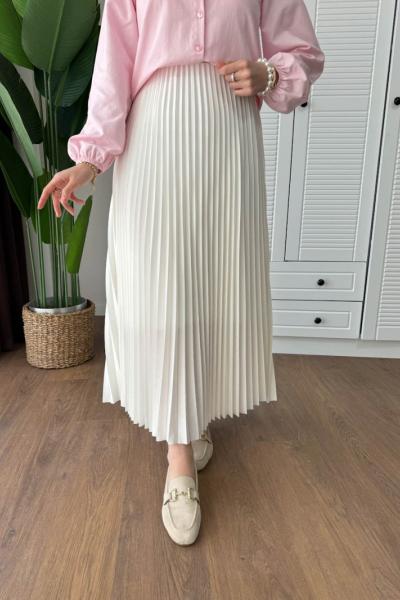 Piliseli  Etek  Ekru