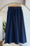 Gabardin Püsküllü Etek  Lacivert