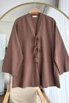 Bağcıklı  Kimono Kahverengi