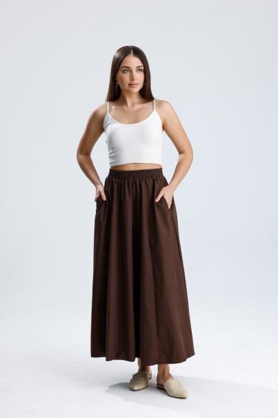 Beli Lastikli Milan Etek Kahverengi