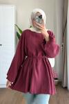 Balon Kol Modal Tunik Bordo