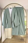 Vegas Kimono Keten Takım  Mint Yeşili