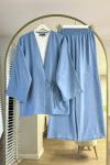 Vegas Kimono Keten Takım  Mavi