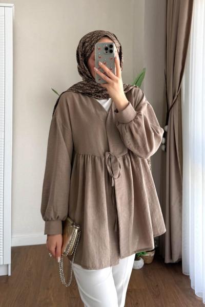 Luna Bağlamalı Ceket Vizon