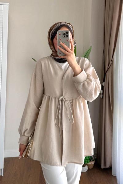 Luna Bağlamalı Ceket Bej