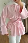 Umay Kuşaklı Gömlek Pembe
