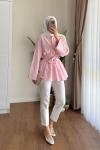 Umay Kuşaklı Gömlek Pembe