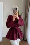 Umay Kuşaklı Gömlek Bordo