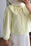 İnci Yakalı Kısa Gömlek Sarı