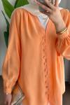 V Yaka Modal Gömlek  Turuncu