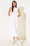 Sıfır Kol Elbise İçliği Beyaz